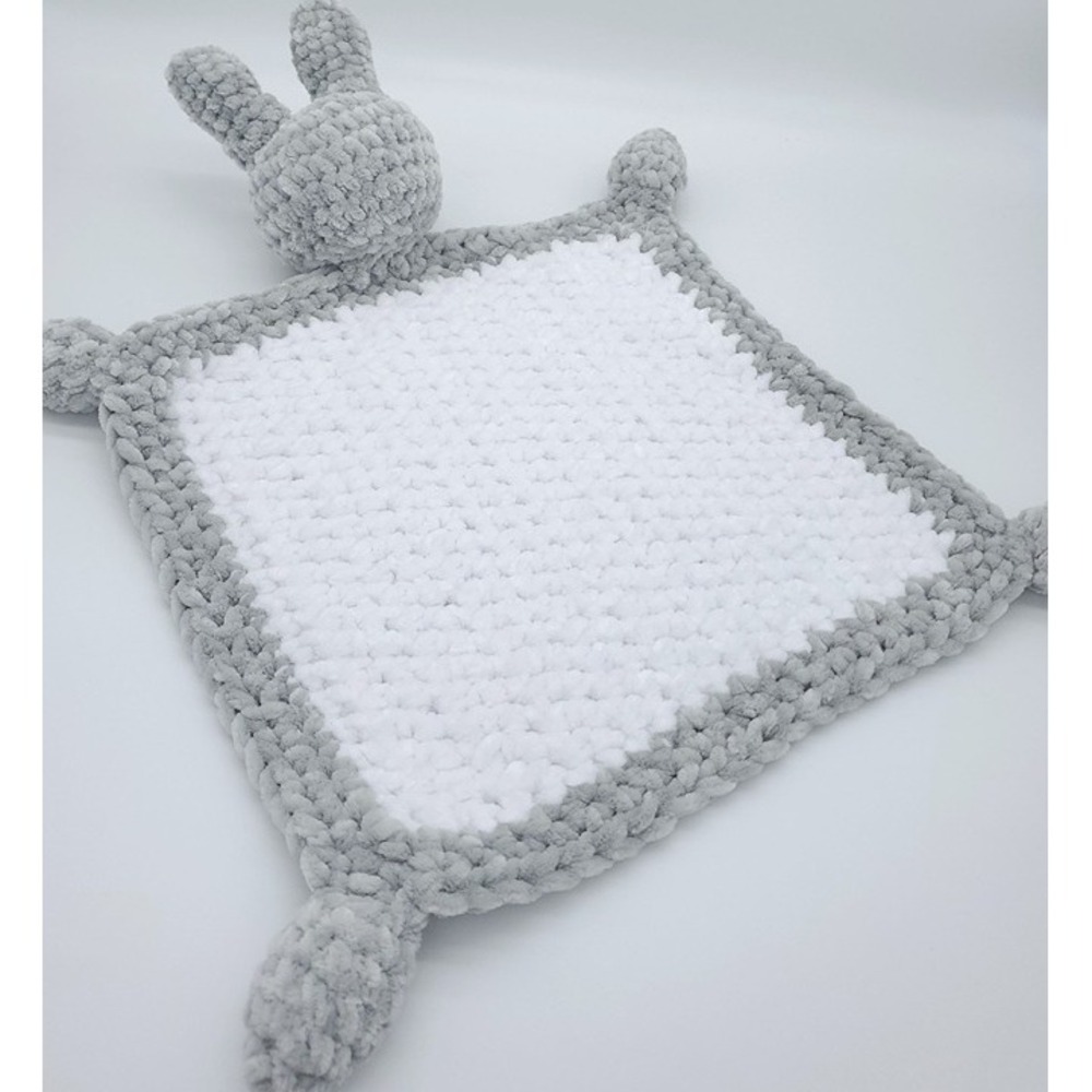 Gray and White comfort blanket, Bunny Lovey - Picture 3 of 5